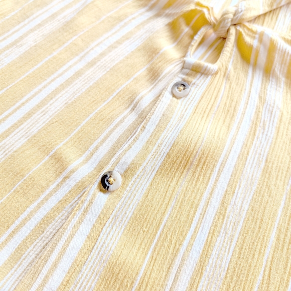 Patrons of Peace Crepe Yellow & White Stripe Tie Front Tank - Picture 5 of 9